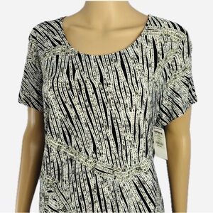 NWT Faux sequins bamboo pattern super soft slinky blouse dash of indigo blue